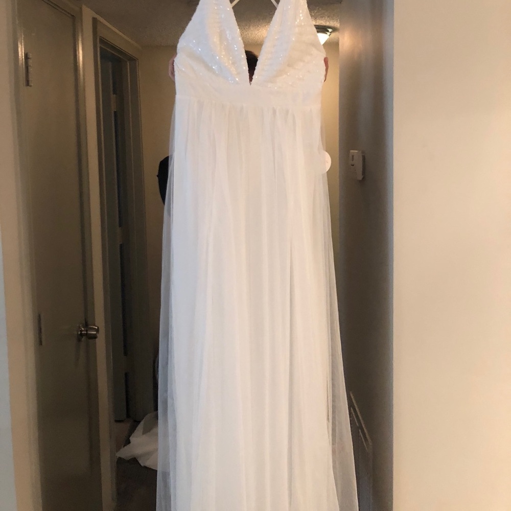 White Sequin Flowy dress *bride*